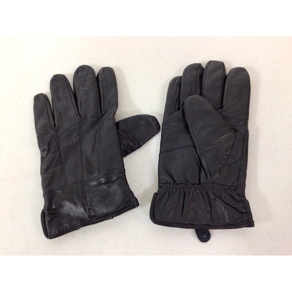 Black Leather Driving Gloves Fleece Lined Mens Large